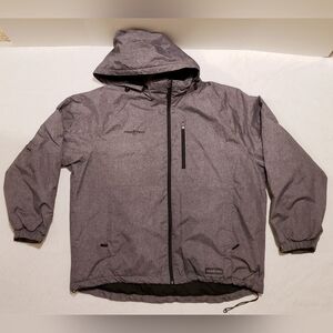Men's Free Tech Performance Outerwear Gray Hooded Puffy Zip Up Jacket Size XL